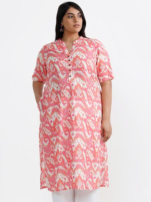 diza by westside pink ikat printed kurta