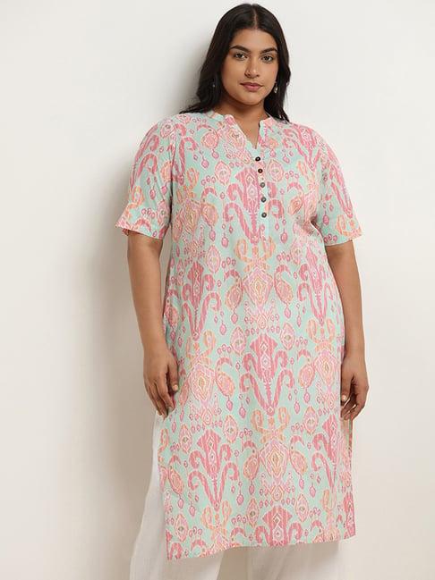 diza by westside pink ikkat printed kurta