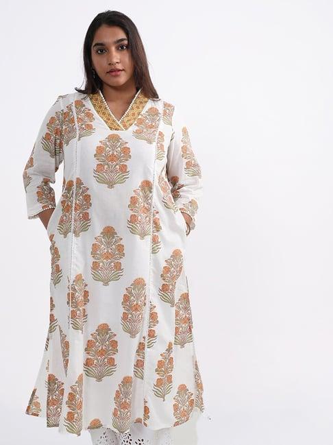 diza by westside printed yellow kurta