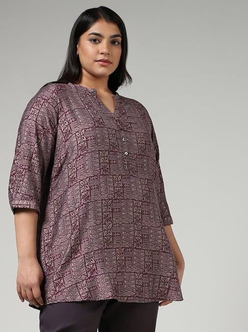 diza by westside purple geometric patchprinted kurti