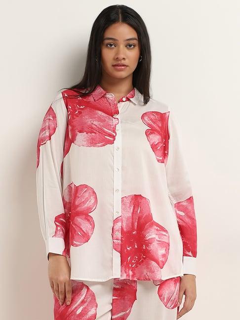 diza by westside red floral printed tunic