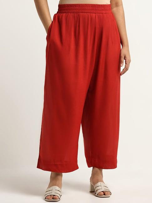 diza by westside red mid-rise wide-leg pants