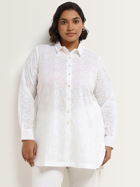 diza by westside white schiffli cotton tunic