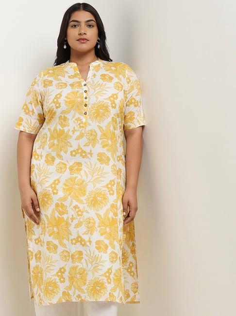 diza by westside yellow band collar kurta