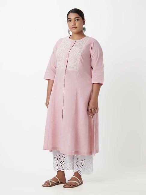 diza curves by westside light pink embroidered straight kurta