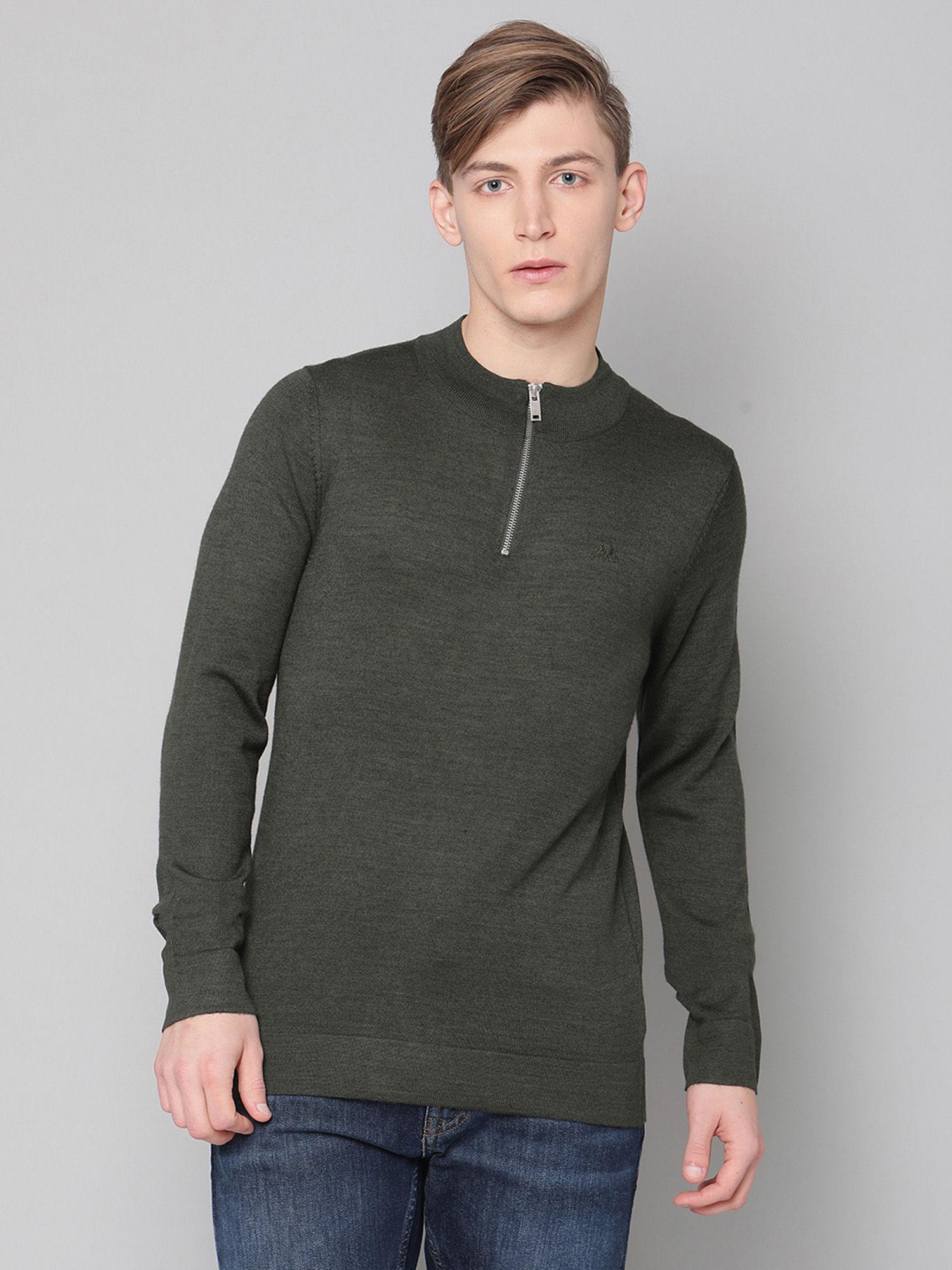 dk army solid round neck sweater