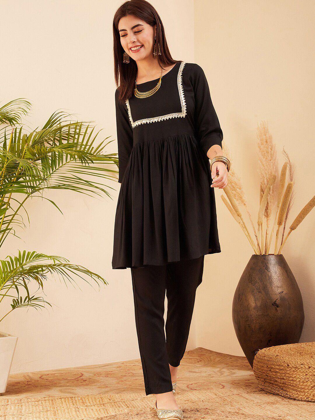 dk fab pleated a-line kurta with trouser