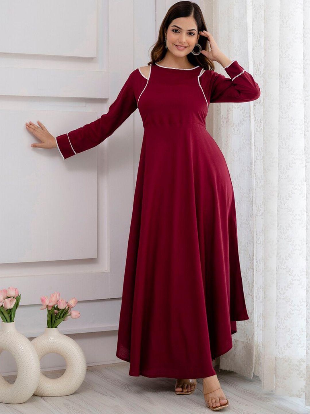 dk fab round neck long sleeves cut-outs fit and flare dress