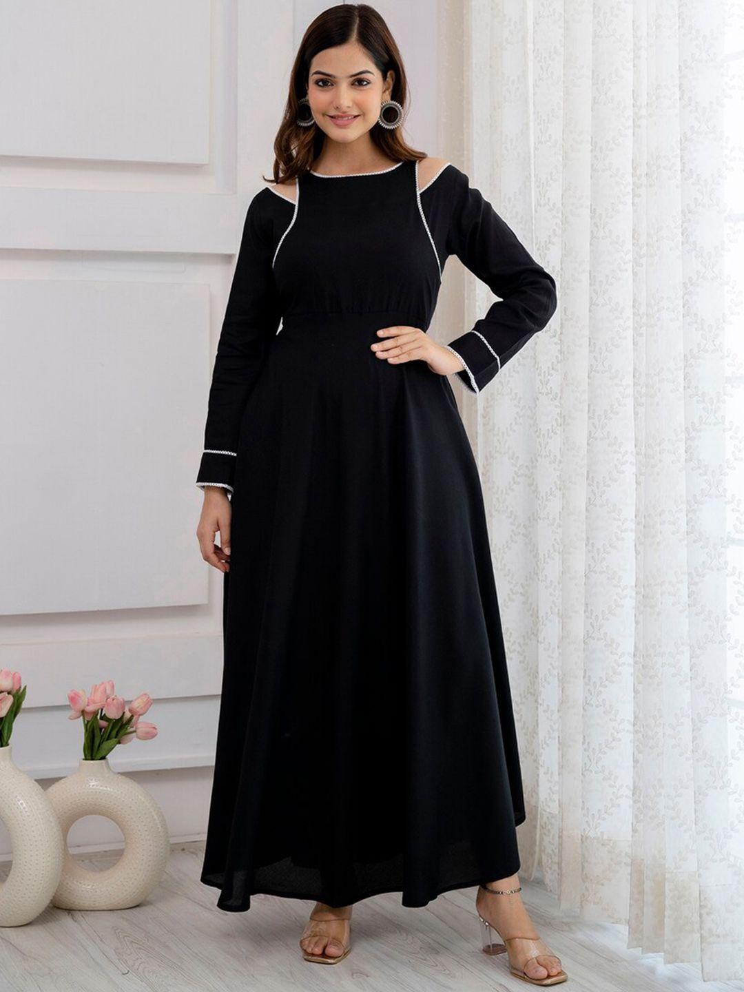 dk fab women black flared sleeves gotta patti asymmetric anarkali kurta