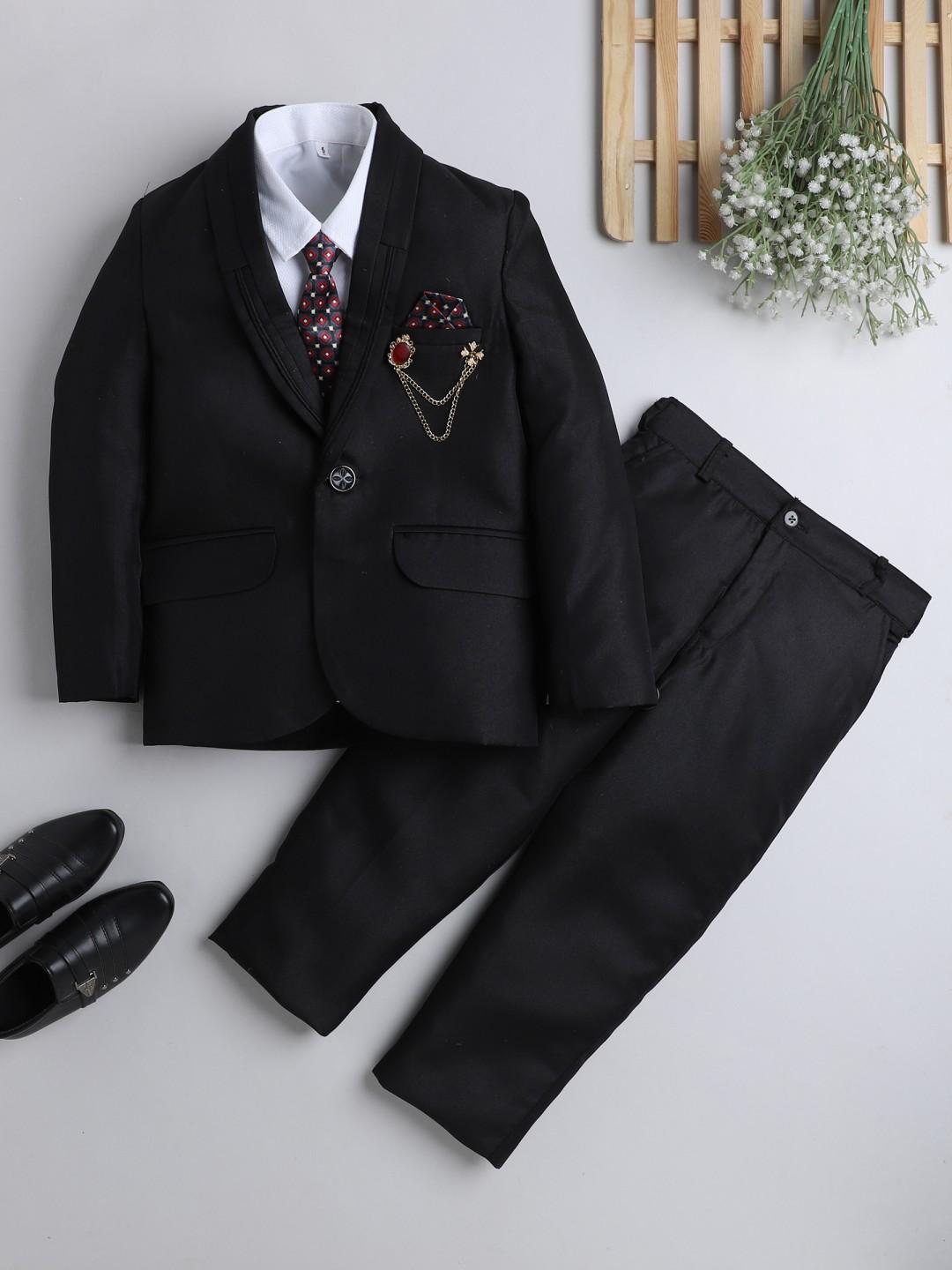 dkgf fashion boys black 4-piece suit