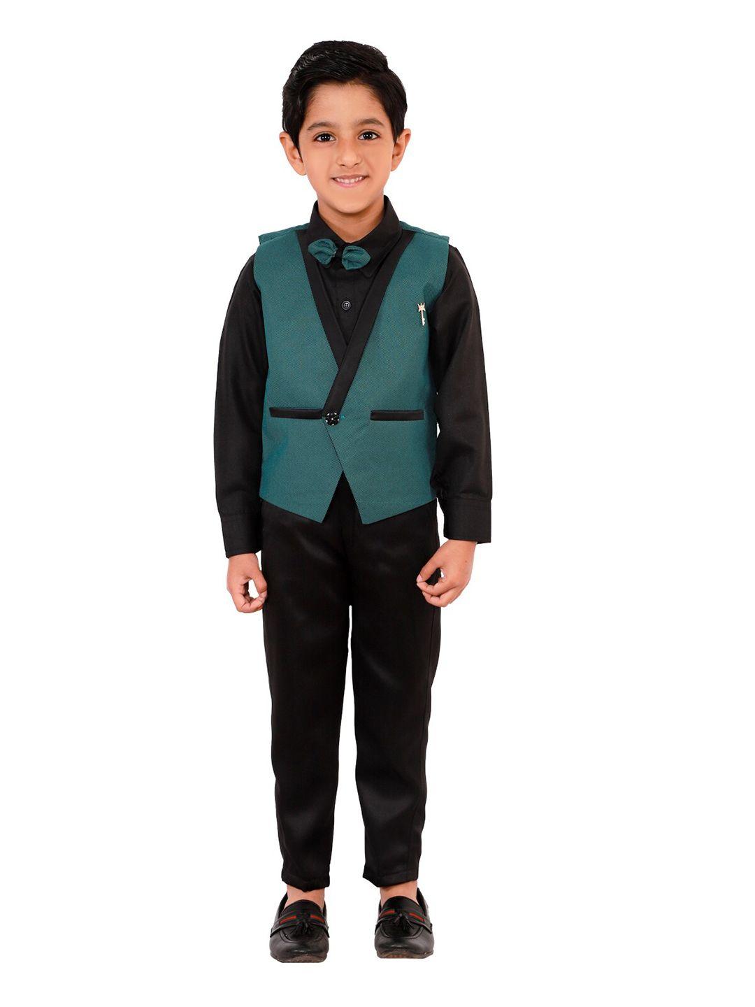 dkgf fashion boys green & black 3-piece suit