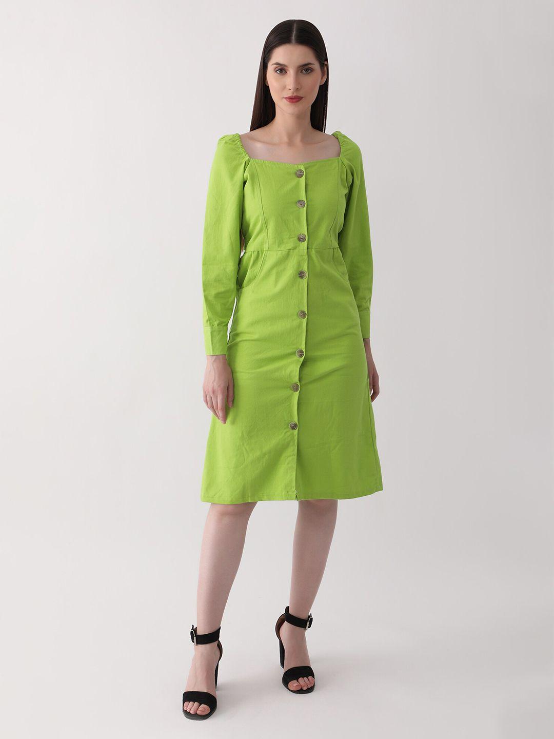 dkgf fashion green a-line dress