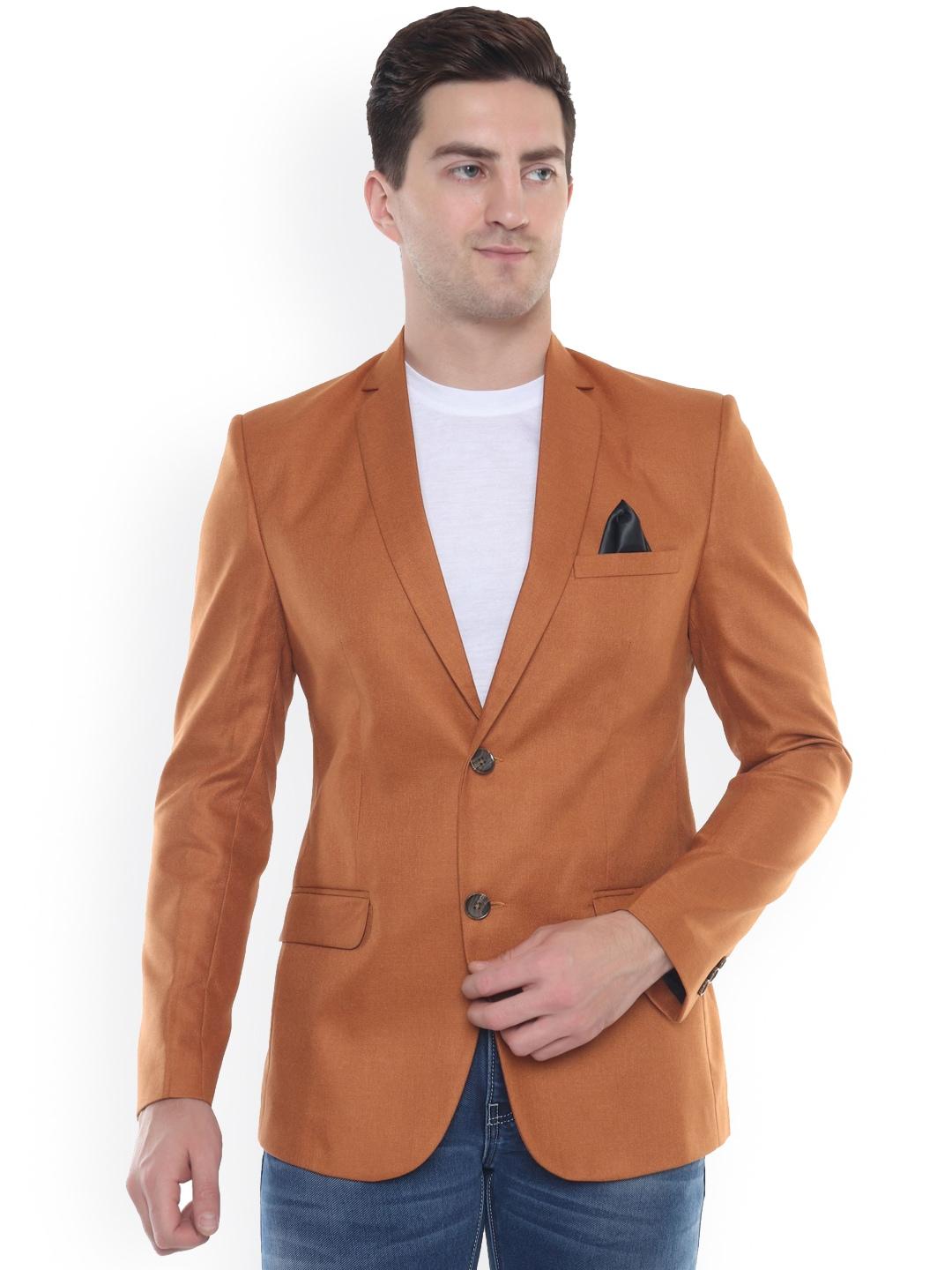 dkgf fashion men mustard solid single-breasted party blazers