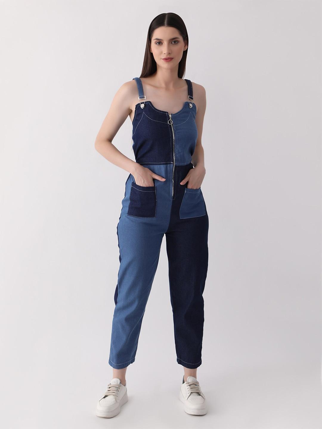 dkgf fashion shoulder straps colourblocked playsuit