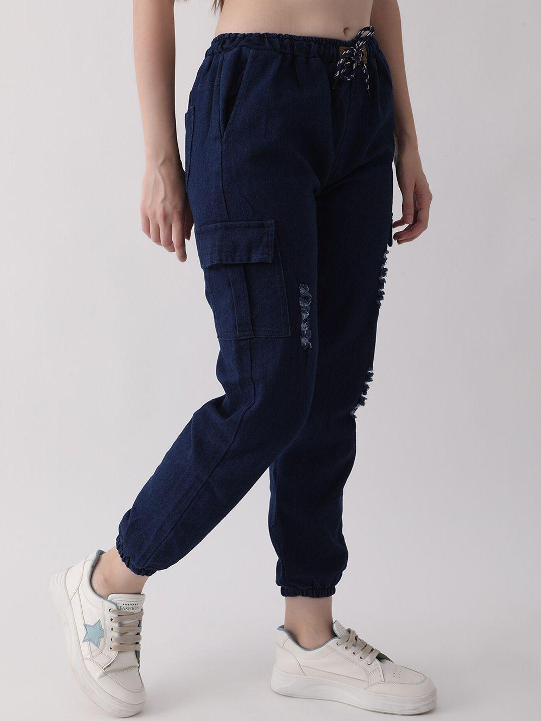 dkgf fashion women comfort jogger mid-rise low distress jeans