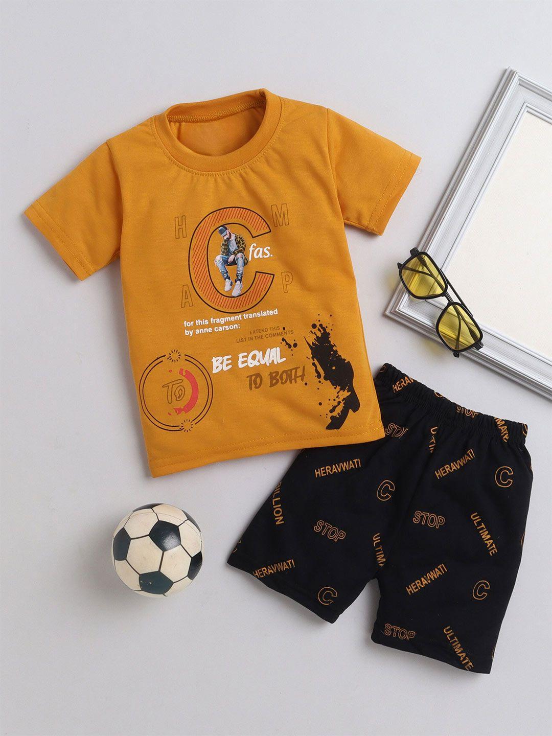 dkgf fashion boys printed pure cotton t-shirt with shorts