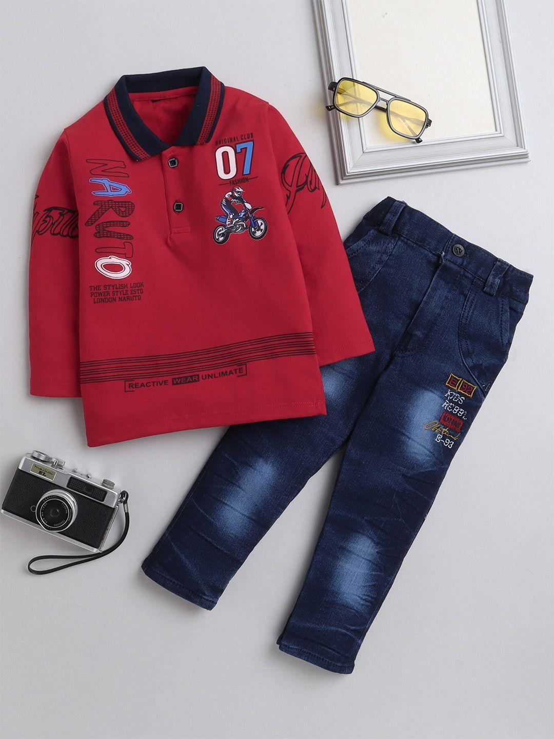 dkgf fashion boys printed t-shirt with trousers