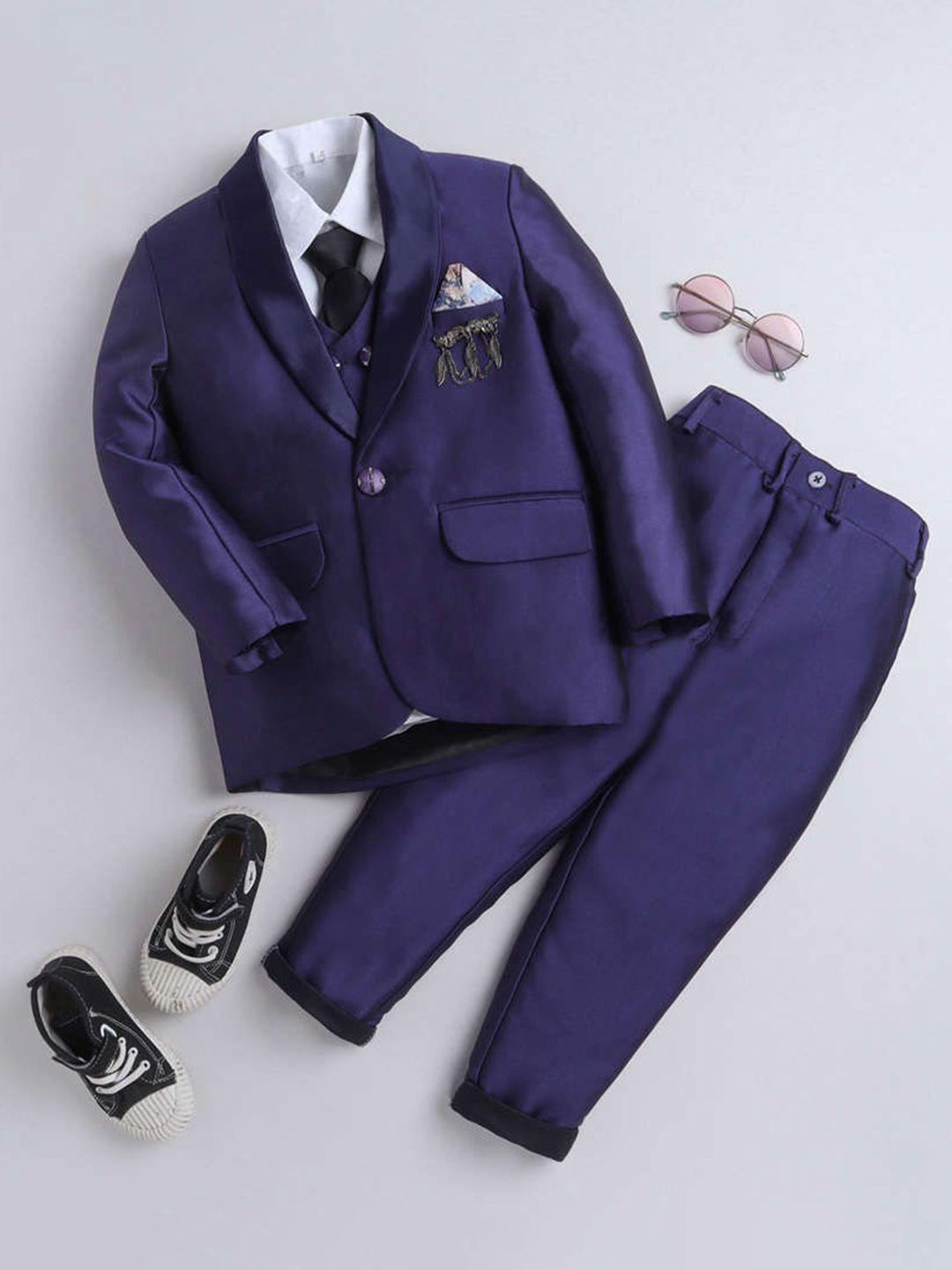 dkgf fashion boys purple regular fit 5-piece suit