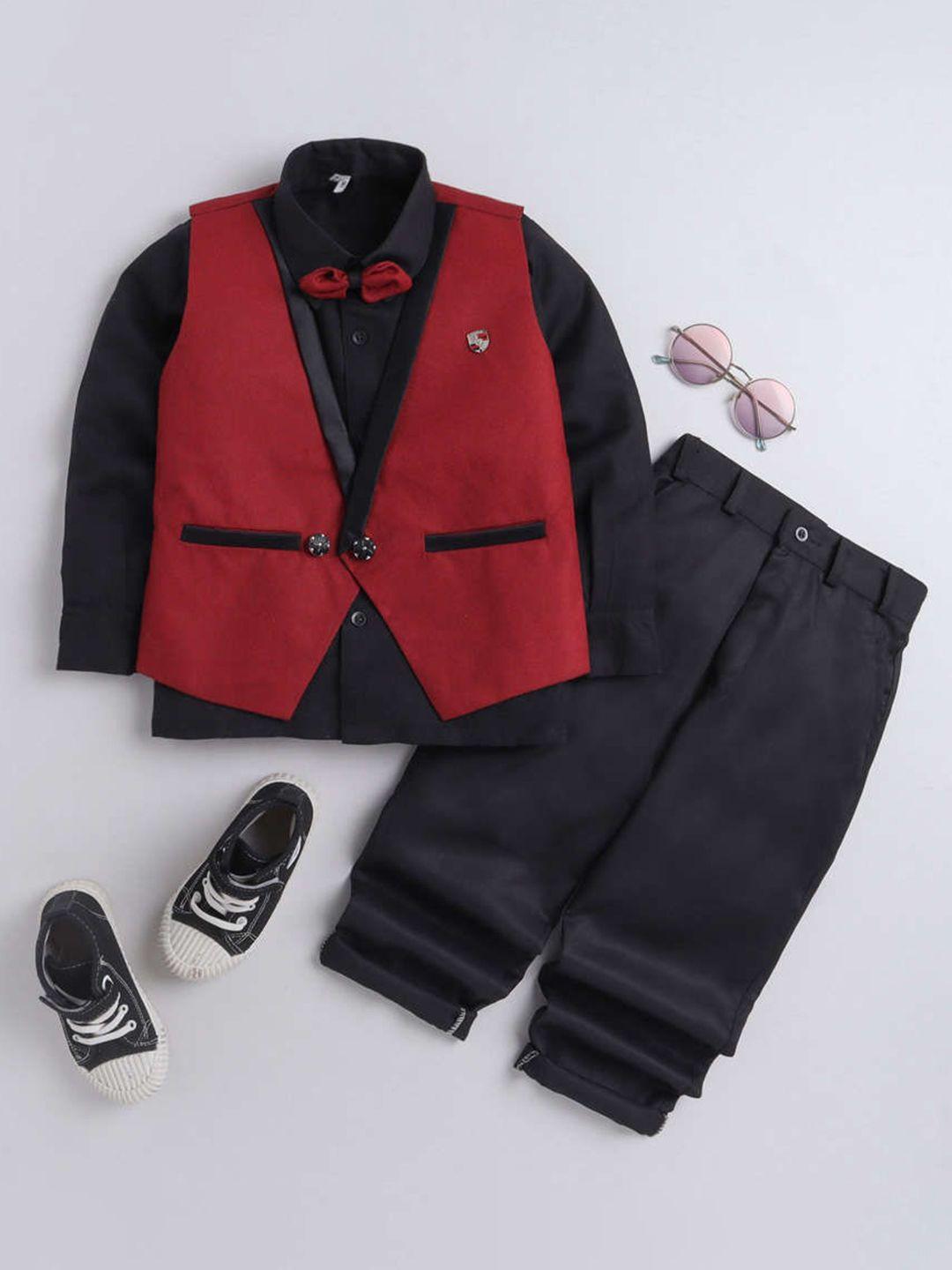 dkgf fashion boys red & black 3 piece suit