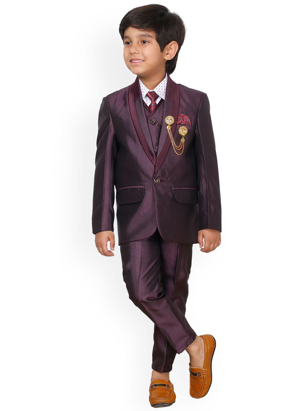 dkgf fashion kids boys purple 5-piece suits