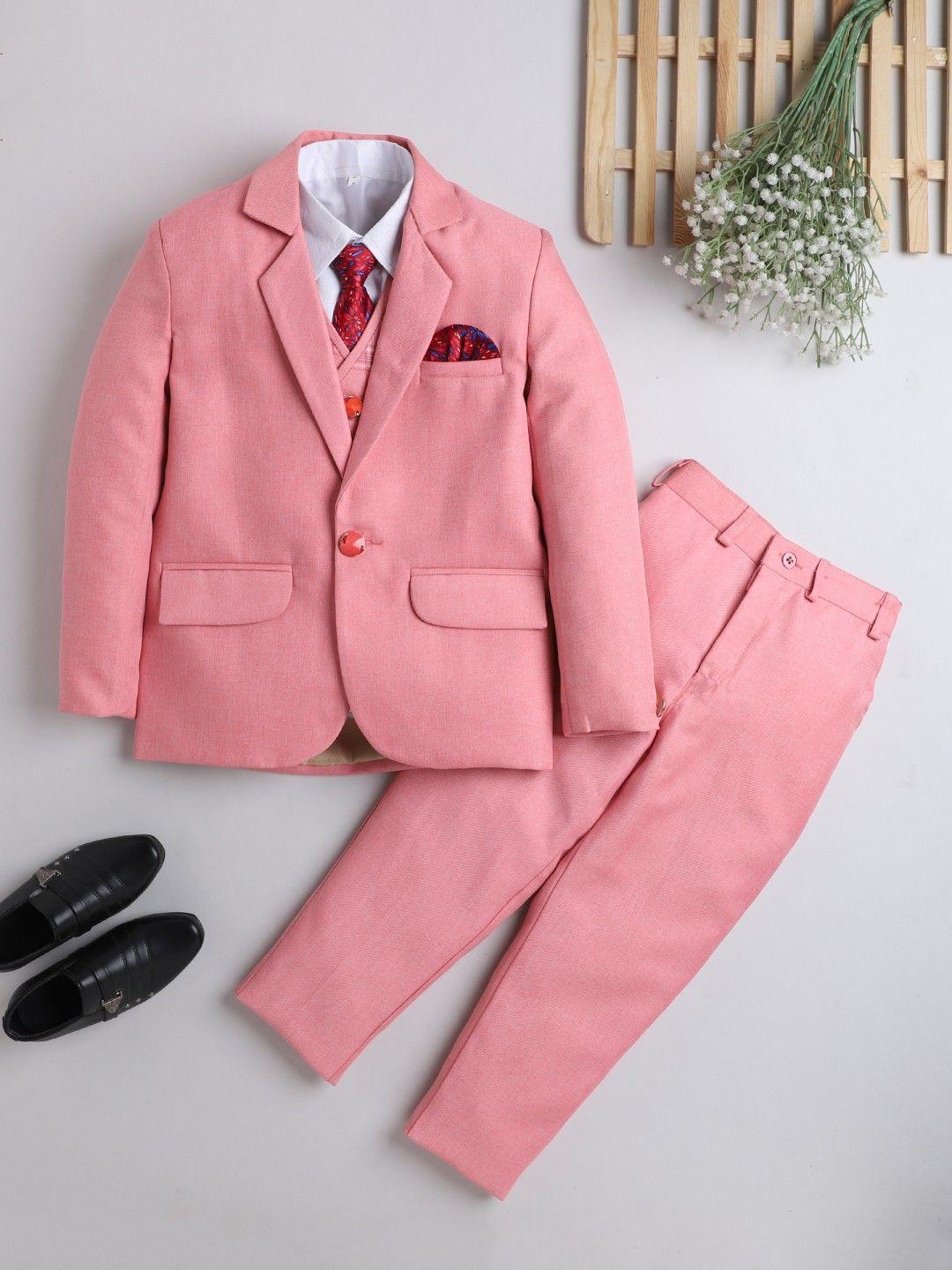 dkgf fashion pink solid 5-piece party suit
