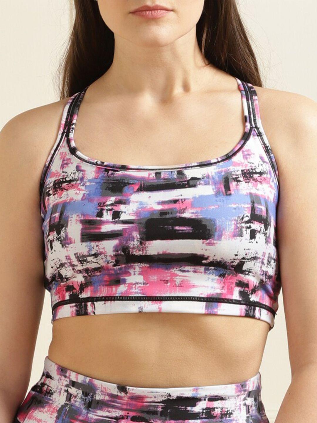dkny abstract underwired lightly padded racerback sports bra