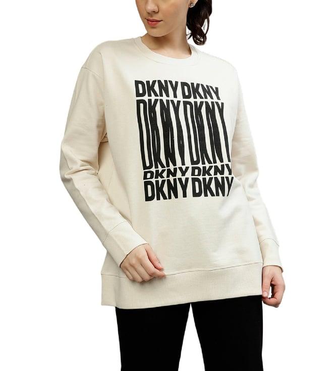 dkny beige fashion printed regular fit sweatshirt
