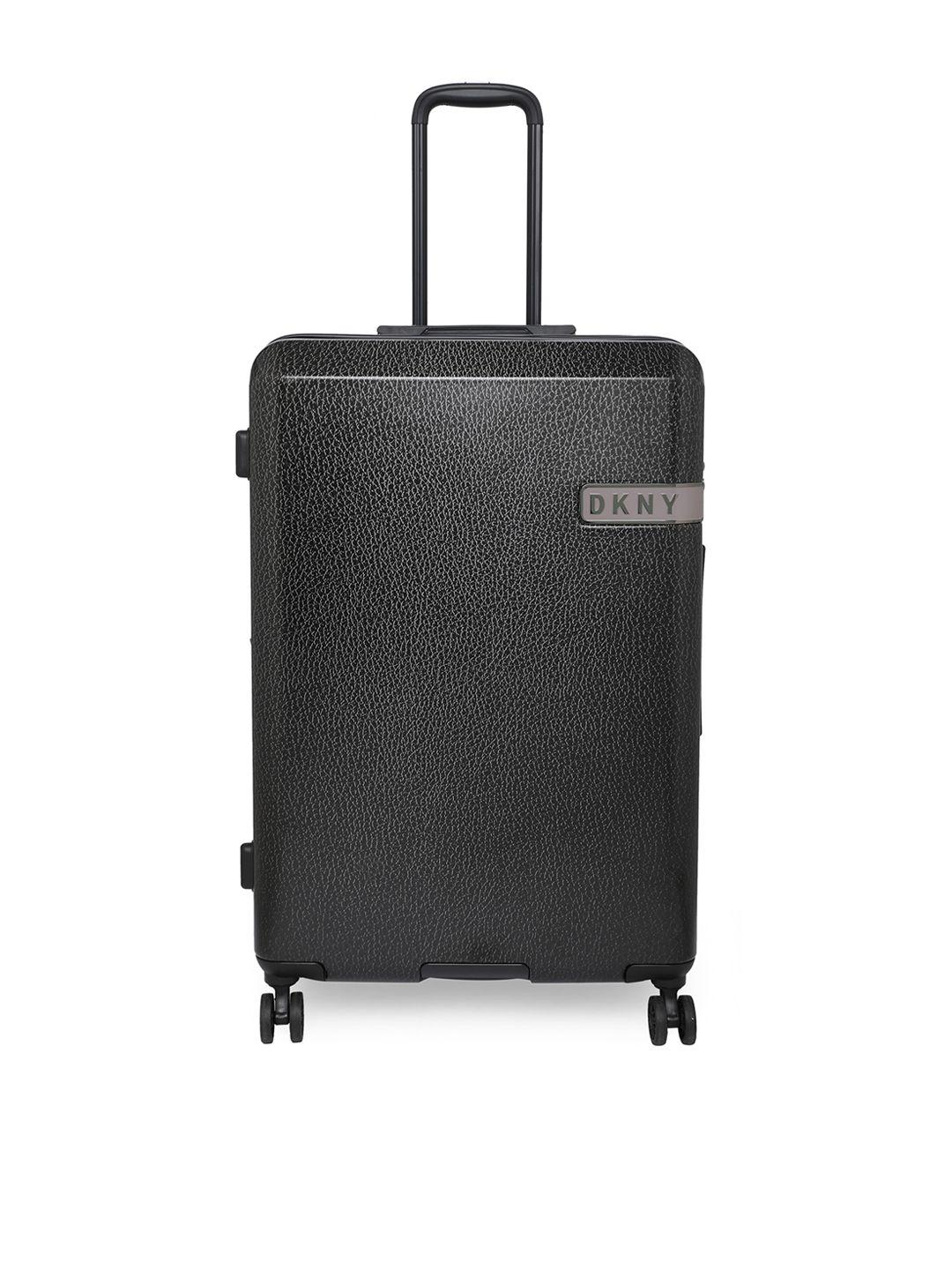 dkny black textured hard case large combination lock suitcase trolley bag