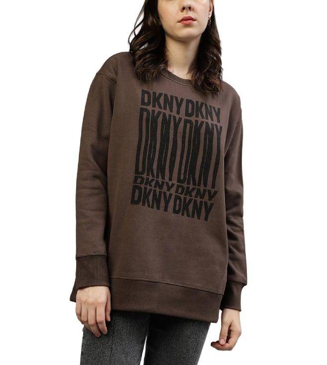 dkny brown fashion printed regular fit sweatshirt