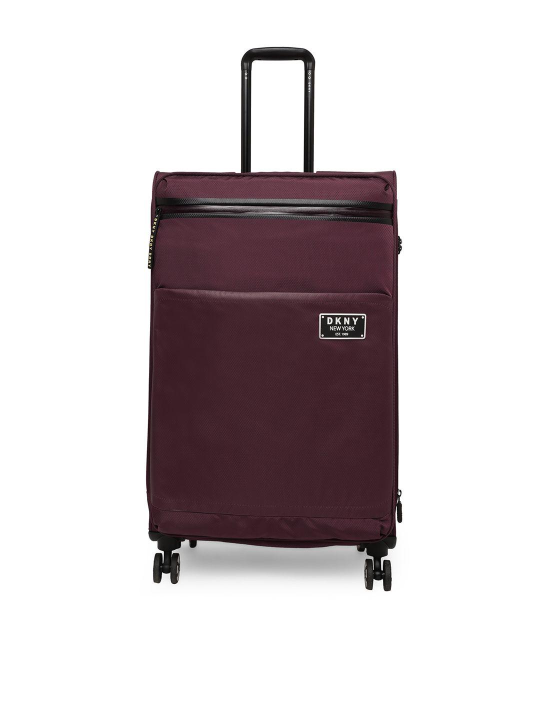 dkny burgundy textured globe trotter soft-sided medium trolley suitcase