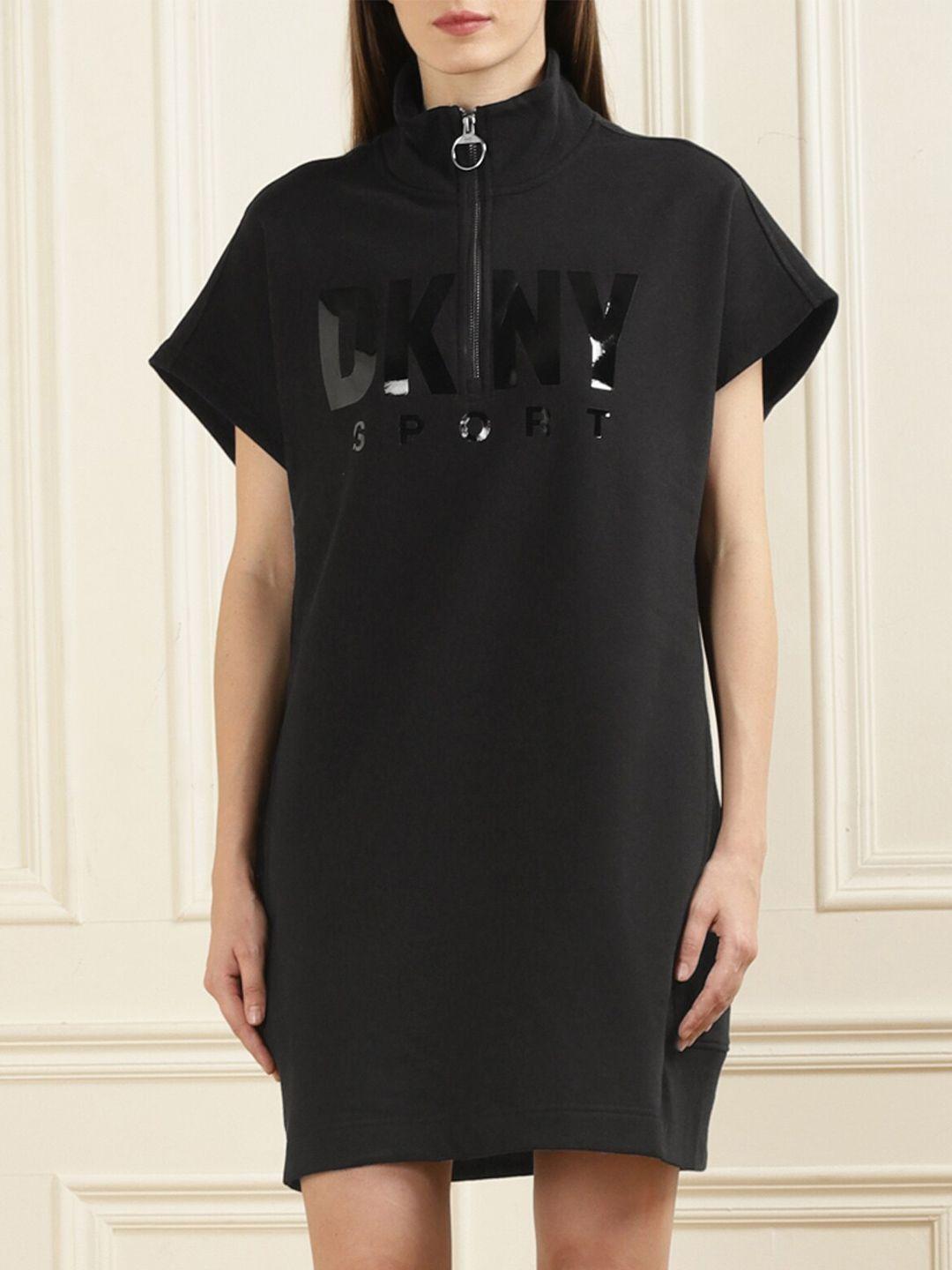 dkny high neck extended sleeves t-shirt cotton dress