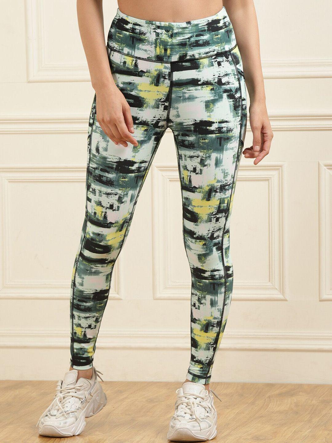 dkny high-waist printed leggings with pockets