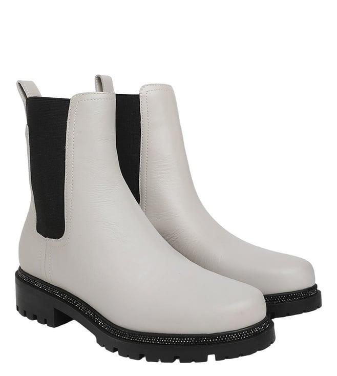 dkny off white ankle length chelsea boots