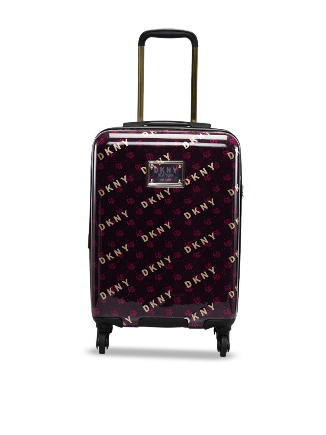 dkny on repeat printed abs material hard-sided cabin trolley bag- 50 cm