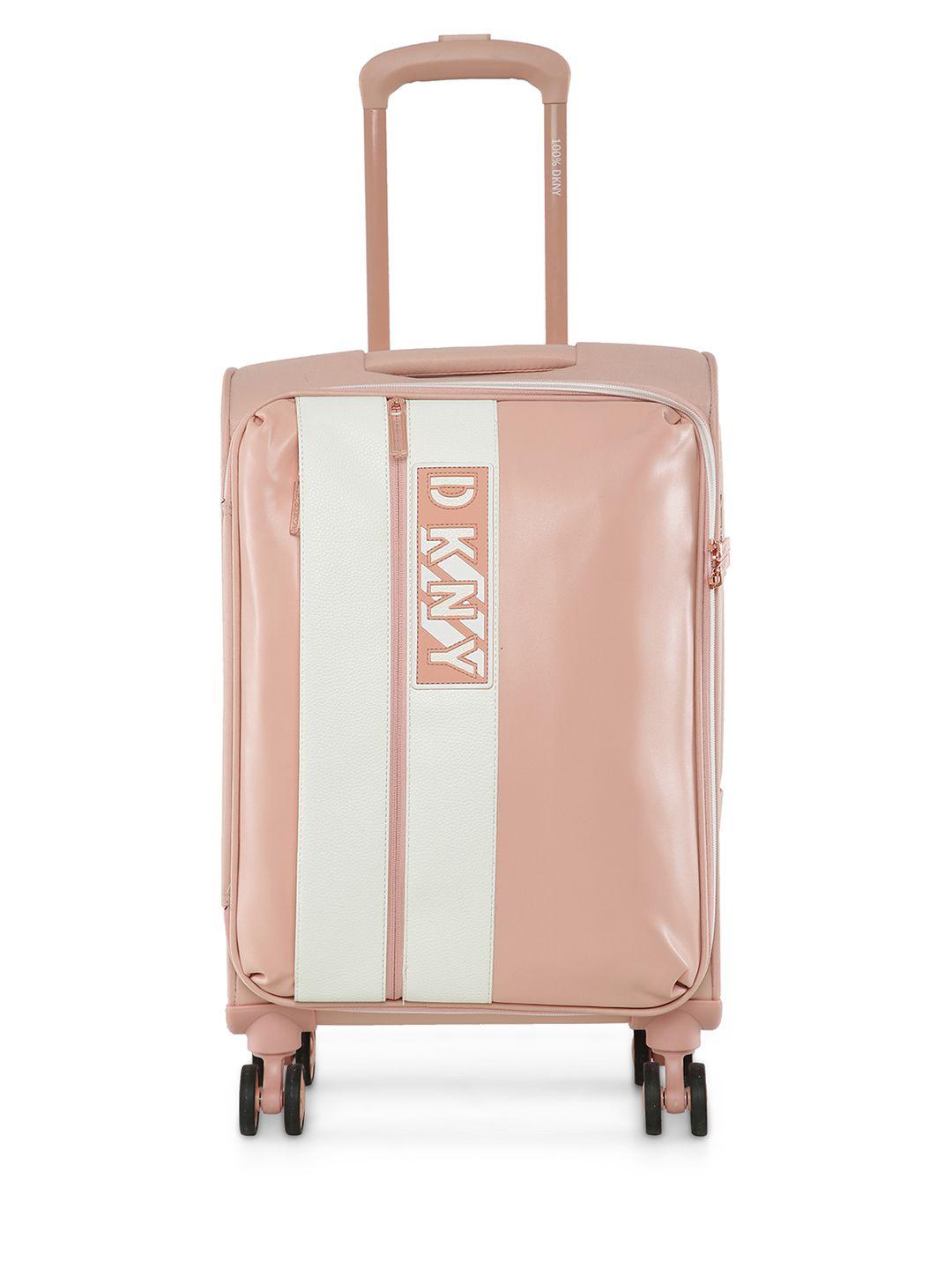 dkny pink solid soft-sided cabin trolley suitcase