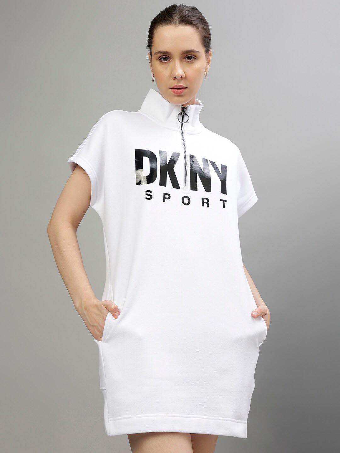 dkny printed high neck jumper dress