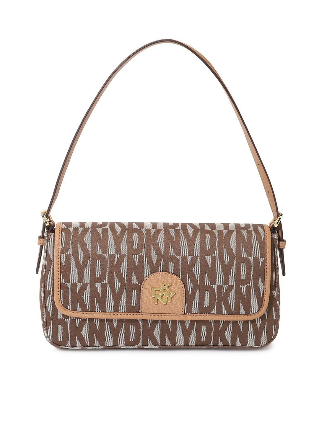 dkny printed leather structured handheld bag