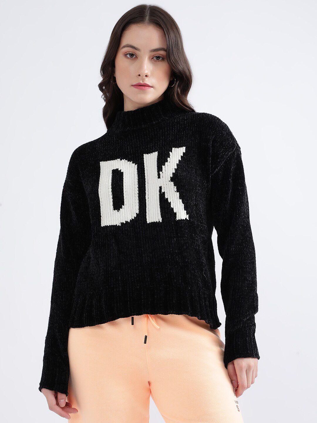 dkny printed turtle neck pullover