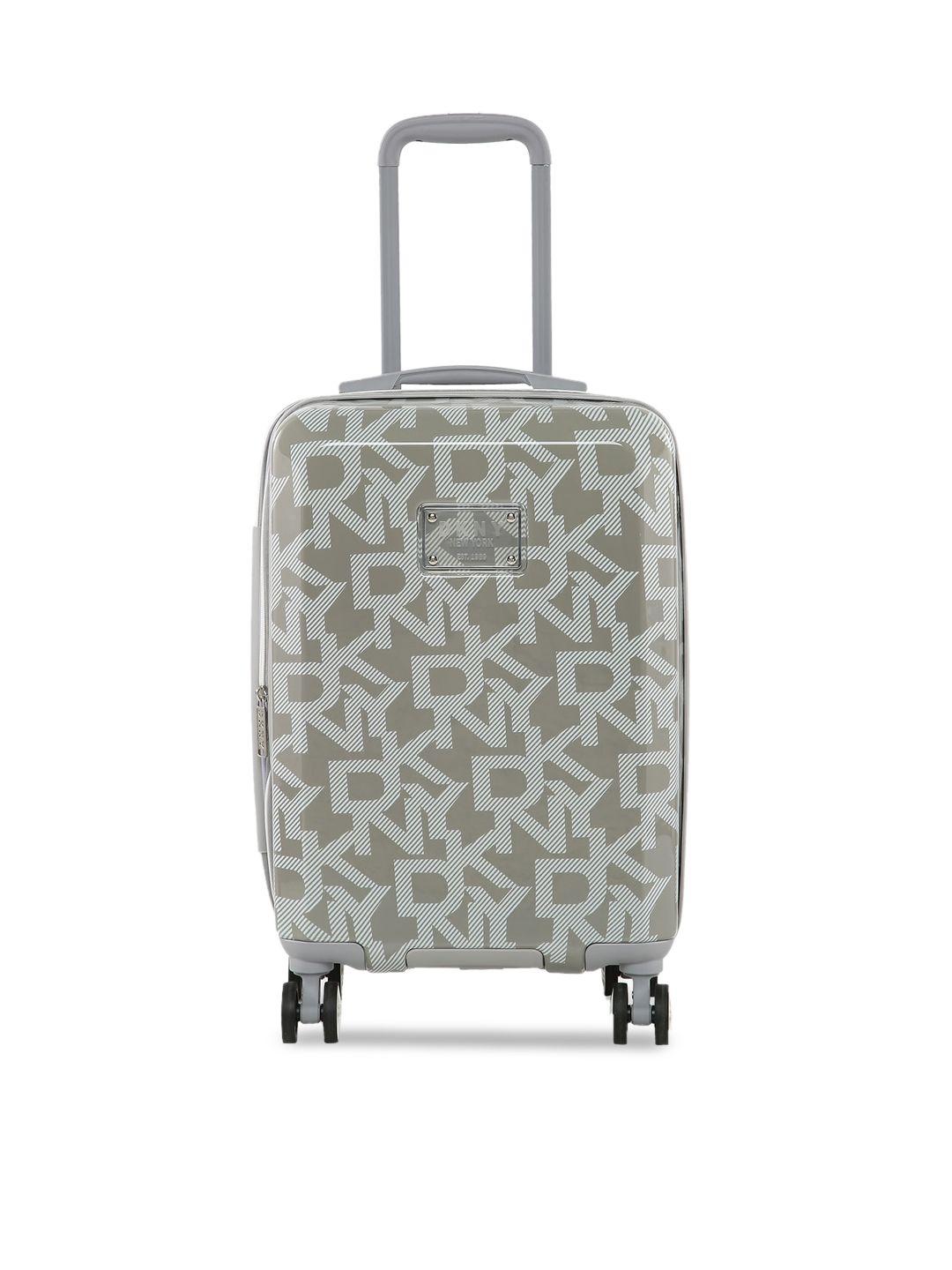 dkny signature hardside printed hard-sided cabin trolley suitcases