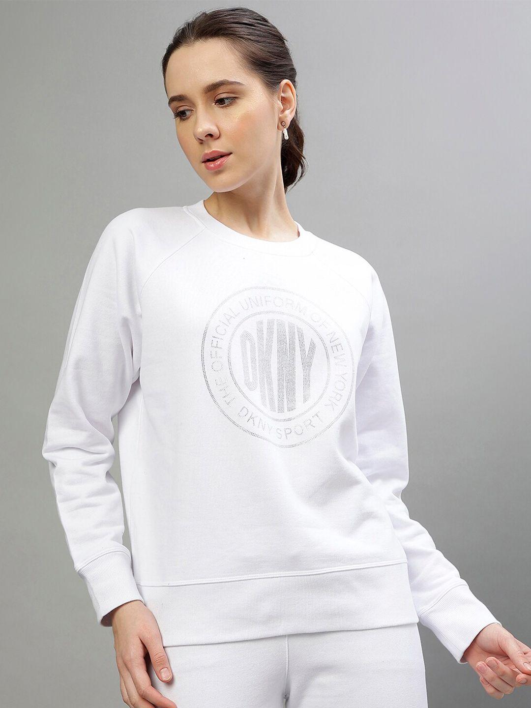dkny typography printed hood long sleeves pullover sweatshirt