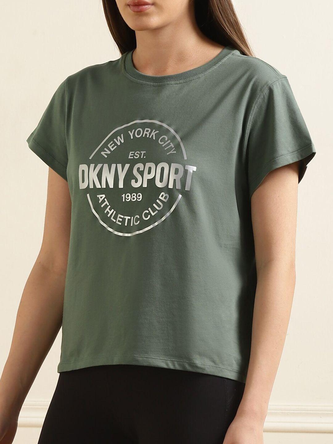 dkny typography printed round neck cotton t-shirt