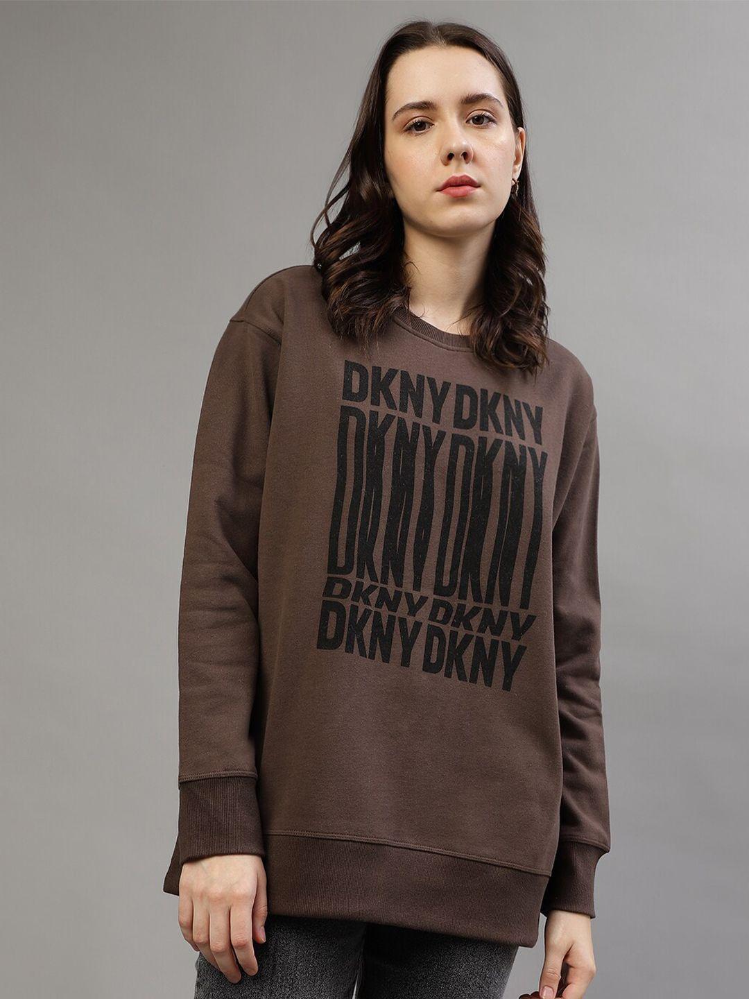 dkny typography printed round neck long sleeves pullover sweatshirt