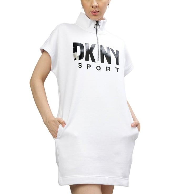 dkny white fashion printed boxy fit dress