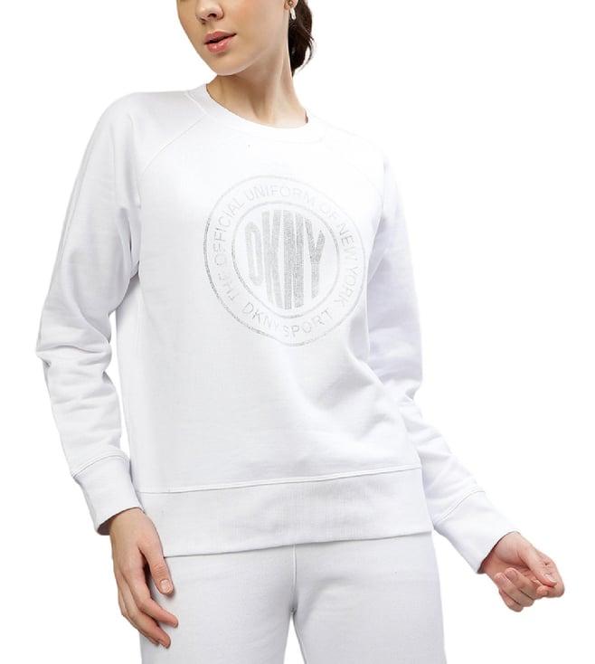 dkny white fashion printed regular fit sweatshirt