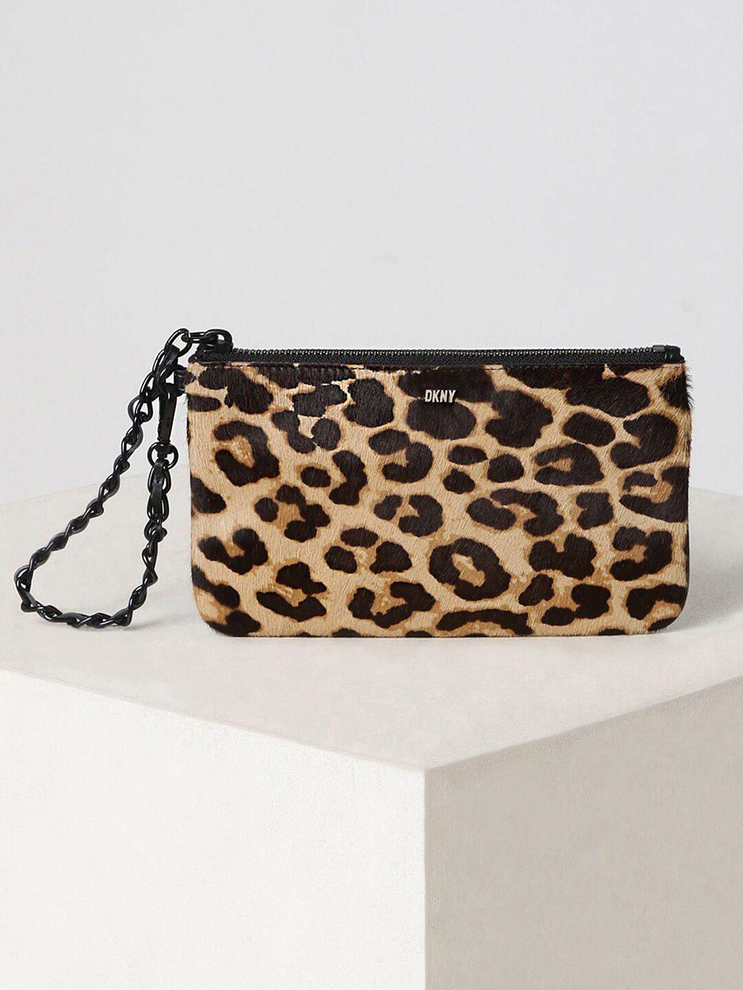 dkny women animal printed leather money clip