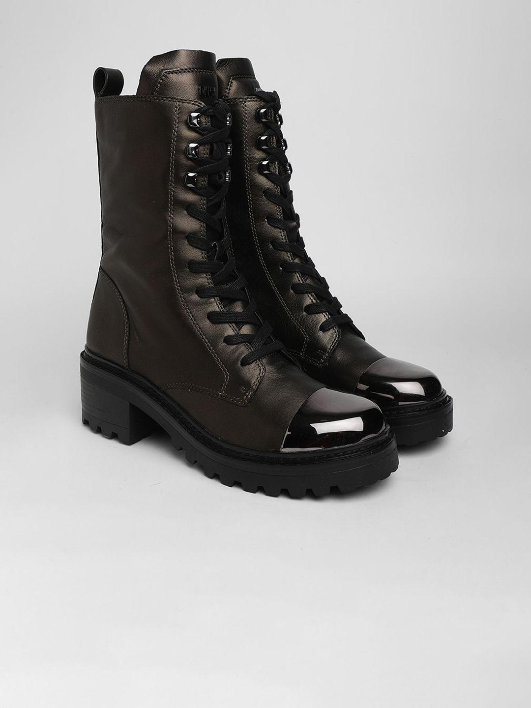 dkny women block-heeled leather regular boots