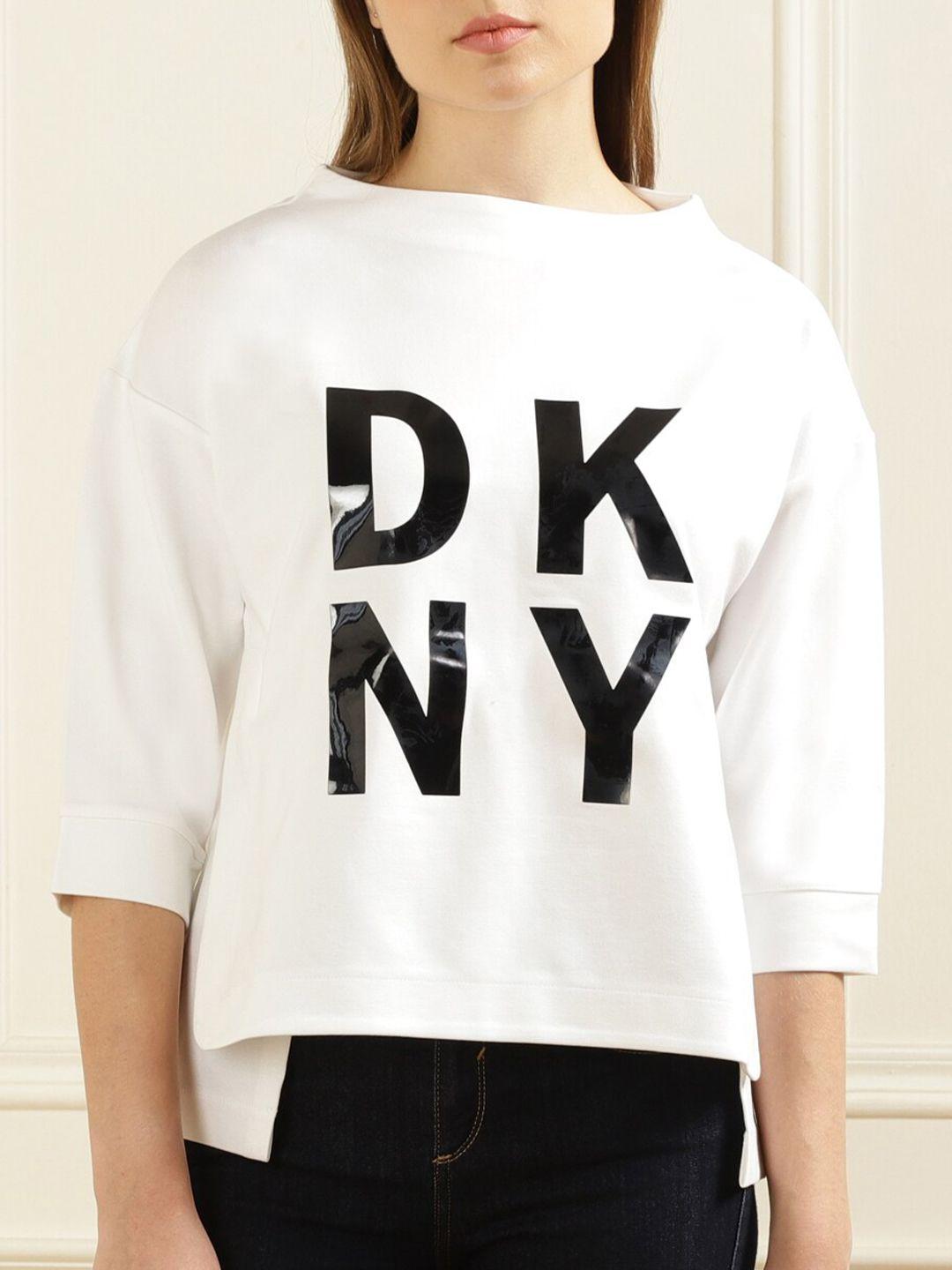 dkny women white printed sweatshirt