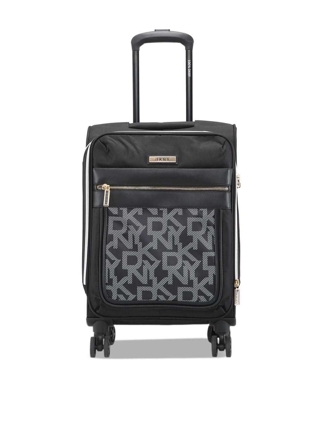 dkny after hours logo printed soft-sided cabin trolley suitcase