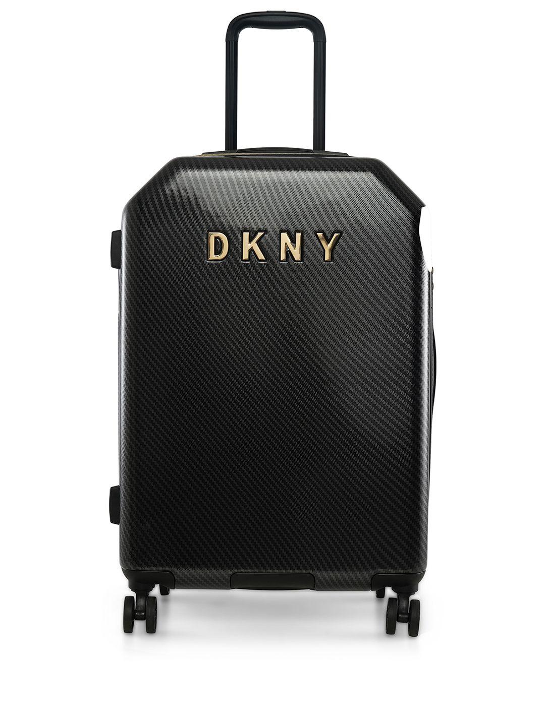 dkny allure 2.0 black solid abs hard-sided 24" medium trolley suitcase