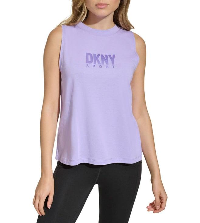 dkny blue logo flare fit tank top